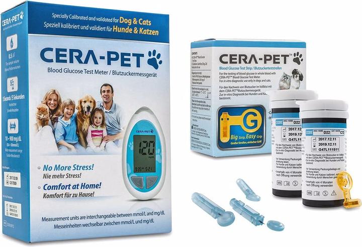 Cera-Pet Blutzuckermessgerät Set für Hunde und Katzen (Blutzuckermessgerät)