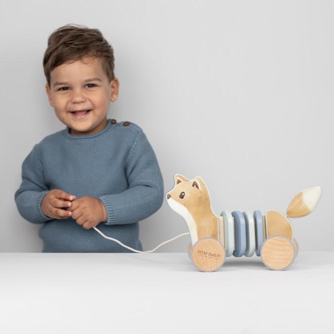 Actual product image Little Dutch Forest Friends fox pull-along toy