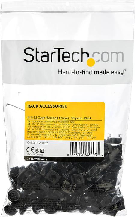 Produktbild StarTech 50pc 10-32 Server Rack Cage Nuts and Screws w/Washers - Network/IT Rack Mount Ha