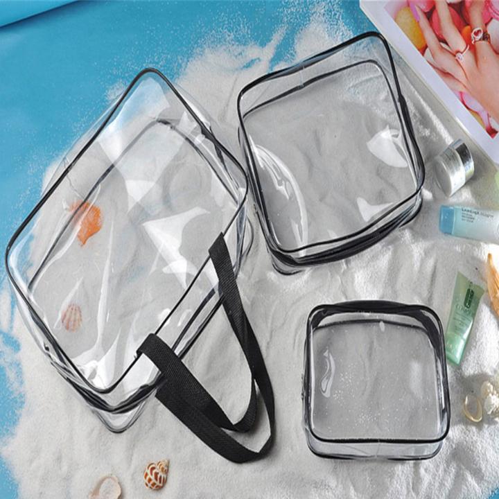 Produktbild Noya Kosmetik Make-Up Tasche (3er Set) – Transparenter Reise-Organizer mit Reissverschluss (1 l)