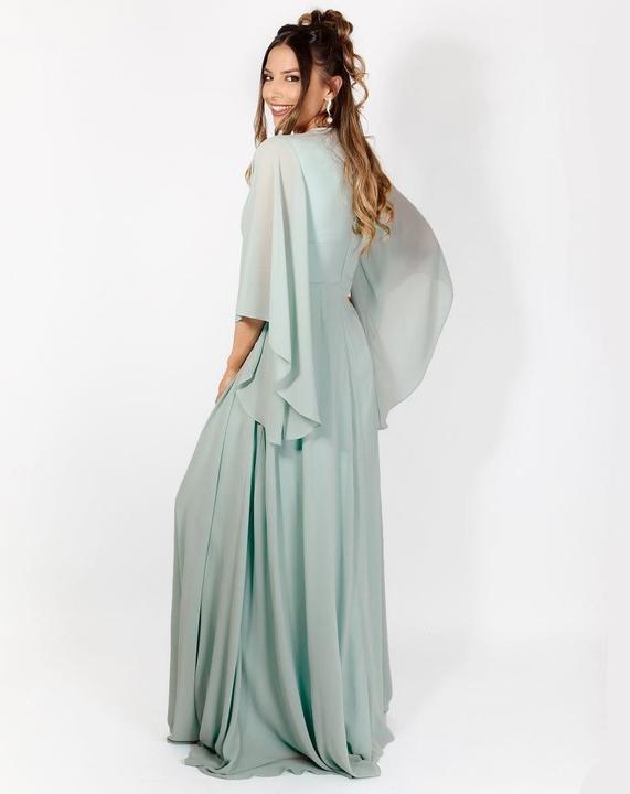 Actual product image Krisp Chiffon wrap dress with angel sleeves maxi dress (S)