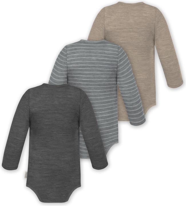 Actual product image Normani 3-pack baby merino bodysuit long sleeve "Auckland" - 9375 (92)