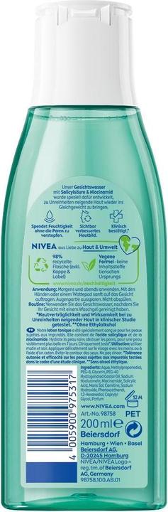 Actual product image NIVEA Derma Skin Clear Facial Toner (Tonic water, 200 ml)
