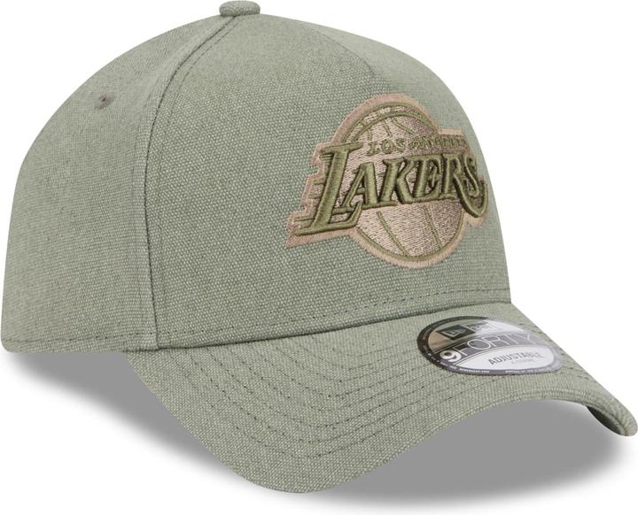 Produktbild New Era A-Frame Trucker Leinen Cap - Los Angeles Lakers oliv (One Size)