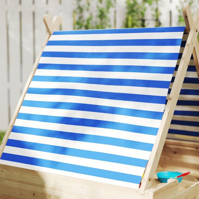 Immagine prodotto Swisshandel24 Sandkasten mit Zeltdach, 120 x 120 cm Sandkiste aus Holz mit Bodenplane Natur