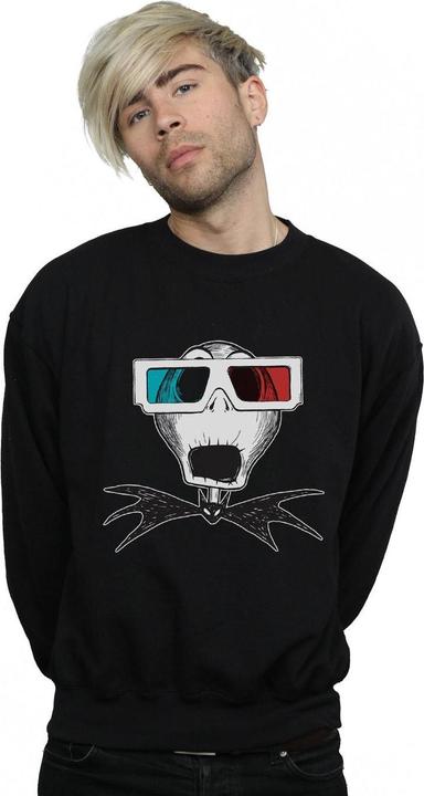 Actual product image Disney Mens Nightmare Before Christmas Jack Skellington 3D Glasses Sweatshirt (M)