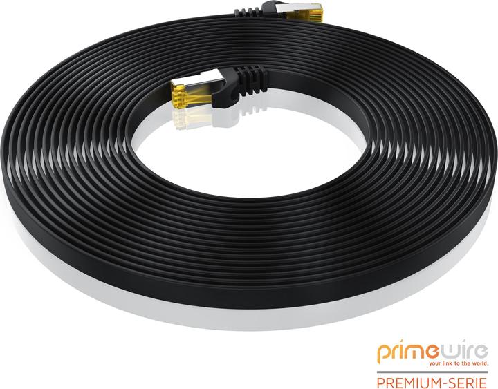 Actual product image Primewire CAT.7 network cable flat - Ethernet Gigabit Lan cable RJ45 - patch cable - comp. CAT.5 CAT.6 CAT.8 (U/FTP, CAT7, 1 m)
