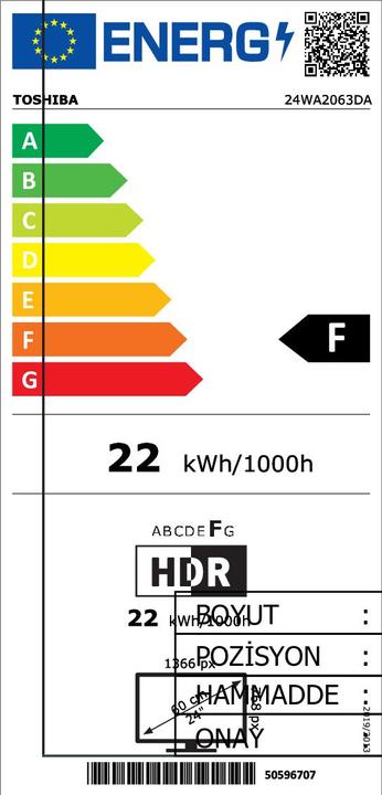 Energie-Label Toshiba 24WA2063DA (24", WA206, LED, HD, 2020)