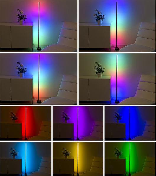 Image du produit Luminea WLAN-LED-Steh-/Eck-Leuchte mit App, 12 Watt, schwarz (750 lm)