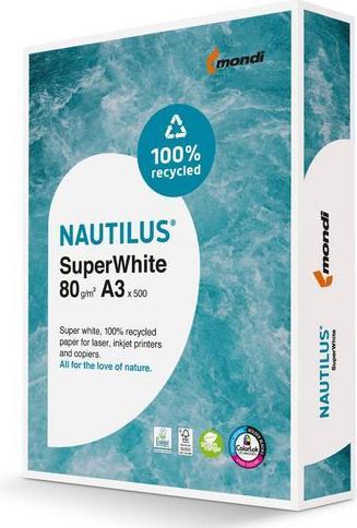 Actual product image Nautilus Universal paper Super White FSC, bright white (80 g/m², 500 x, A3)