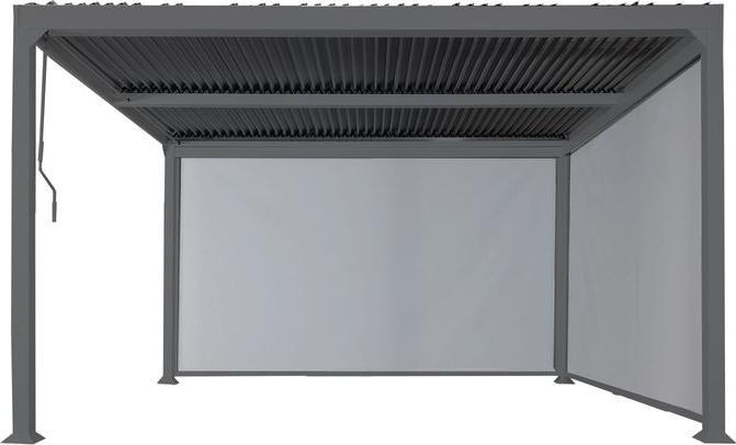Image du produit Mendler Alu Pergola HWC-L41 mit 2x Seitenwand, stabiles 8cm-Metall-Gestell 3x3,7m, anthrazit (368 cm, 306 cm)