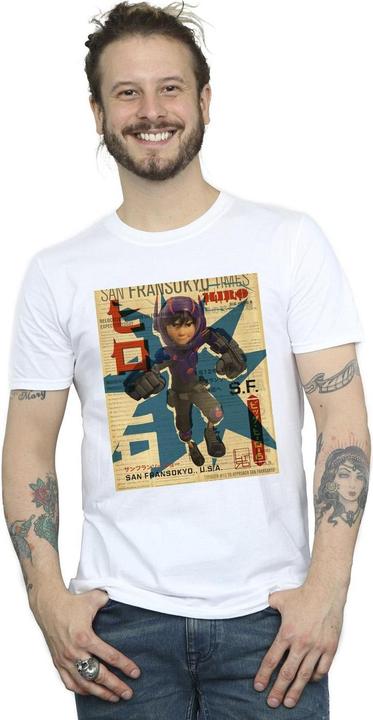 Actual product image Disney Mens Big Hero 6 Baymax Hiro Newspaper T-Shirt (5XL)