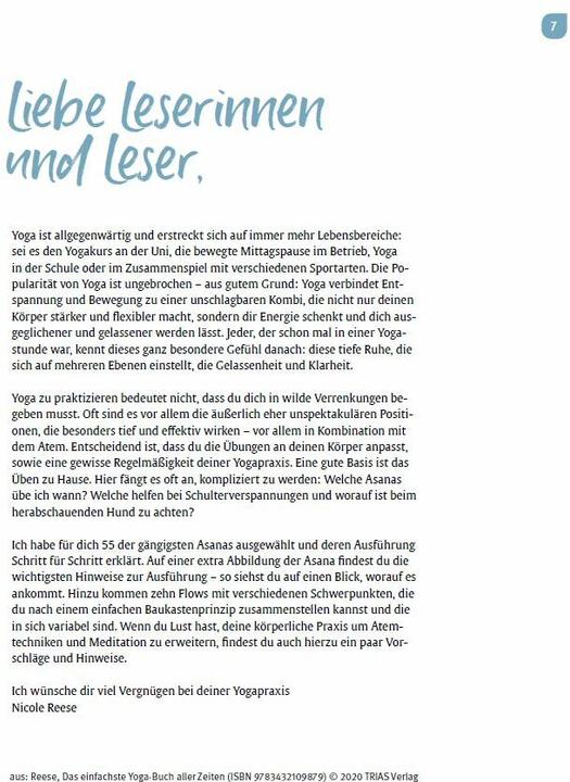 Valori nutrizionali e ingredienti Reese:Das einfachste Yoga-Buch aller Ze (Tedesco, Nicole Reese, 2024)