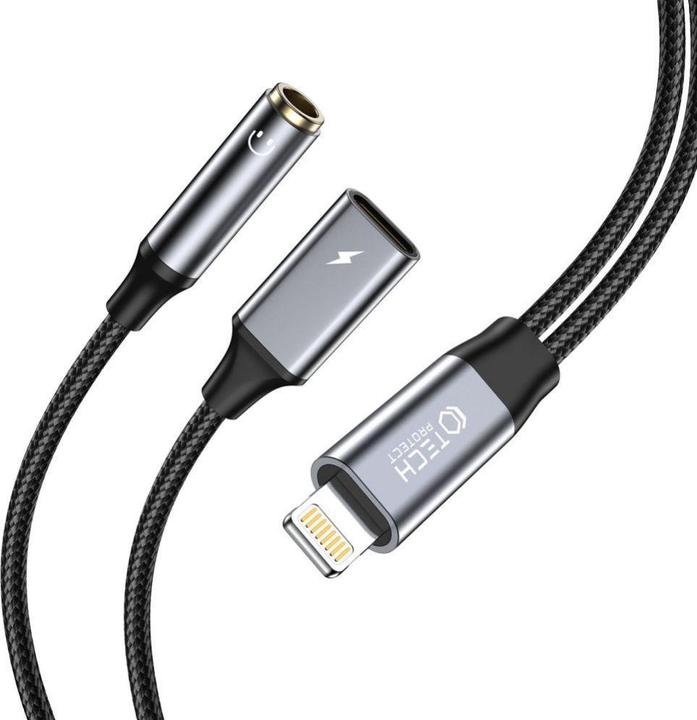 Tech-Protect UltraBoost Lightning (male) / 3.5mm mini jack (female) - Lightning (female) cable - bla (Lightning, 3.5mm Klinke, Lightning)
