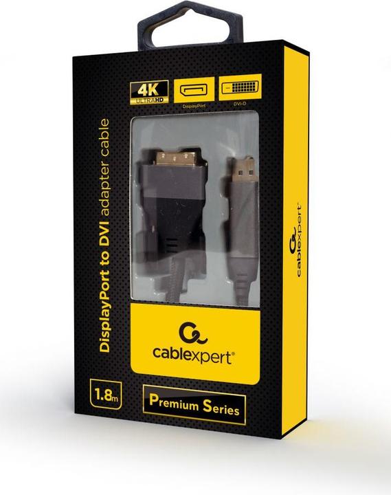 Actual product image Gembird CC-DPM-DVIM-4K-6 Video Cable Adapter 1.8m DisplayPort DVI Black (1.80 m, DisplayPort)