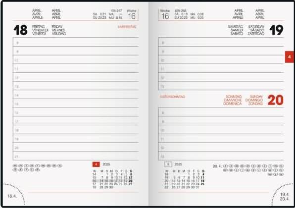 Produktbild Taschenkalender 736 10x14cm 1 Tag/Seite Kunststoff schwarz 2025 (10 x 14 cm, Niederländisch, Englisch, Französisch, Italienisch, Spanisch, Deutsch)
