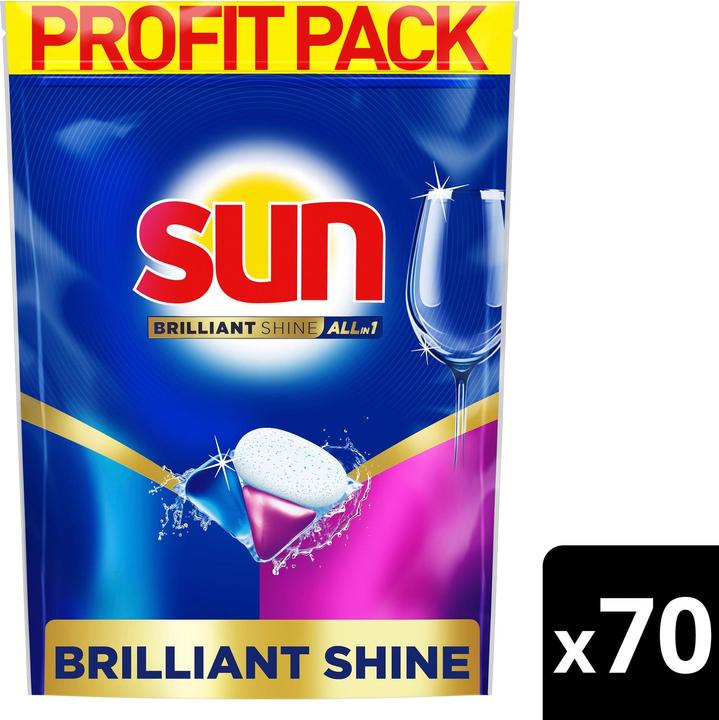 Actual product image Sun Dishwasher Detergent Brilliant Shine All-in-1 Caps 70 Caps (Feast)
