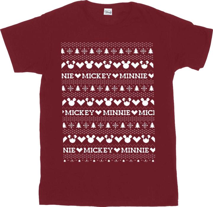 Disney Mickey And Minnie Christmas Fair Isle TShirt (XL)