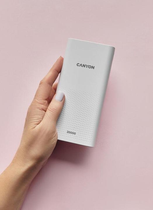 Actual product image Canyon Power bank PB-2001 20000 mAh White (20000 mAh, 20 W, 74 Wh)