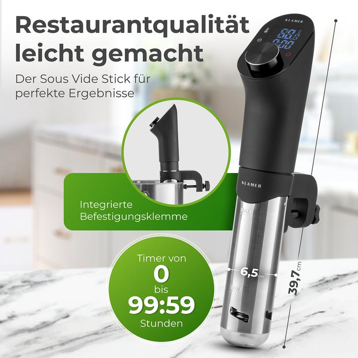 Immagine prodotto KLAMER Sous Vide Stick 1200 Watt IPX7 wasserdicht 3D Zirkulation