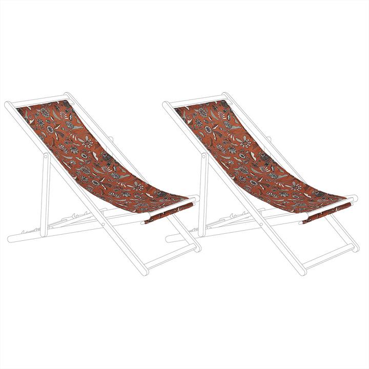 Immagine prodotto Beliani Set di 2 fodere in tessuto per sdraio da giardino ANZIO / AVELLINO con motivo vegetale rosso (44 cm)