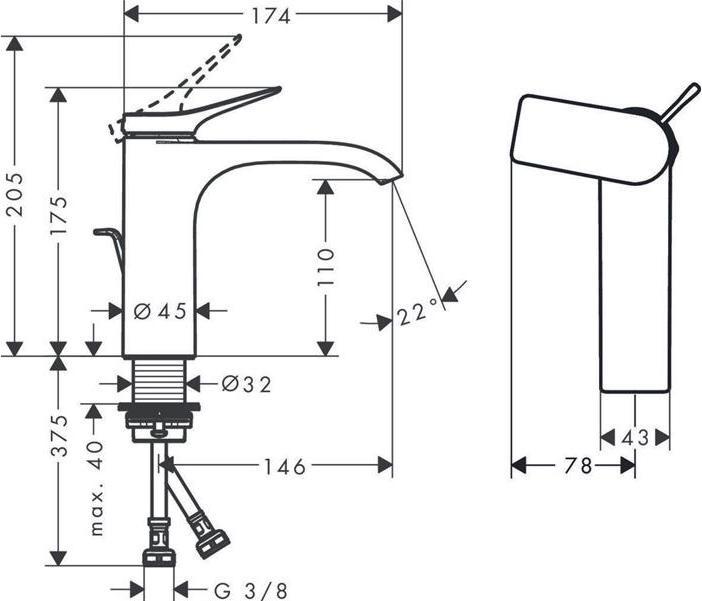 Actual product image hansgrohe HG EH-WT-MI 110 VIVENIS with pop-up waste chrome