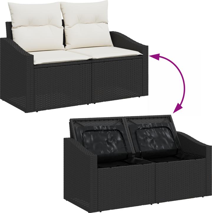Immagine prodotto VidaXL Set di divani da giardino da 10 pezzi con cuscini in poly rattan nero acacia