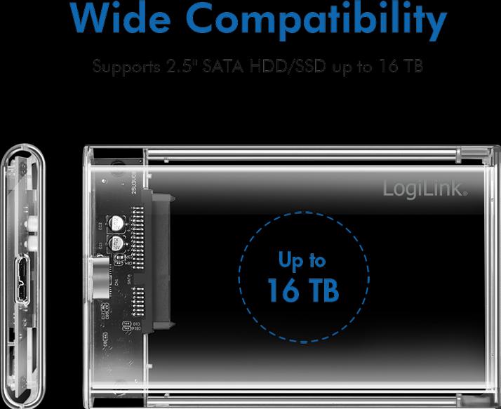 Immagine prodotto LogiLink Contenitore per hard disk da 2,5", HDD/SSD, USB 3.0, senza attrezzi (2.5")