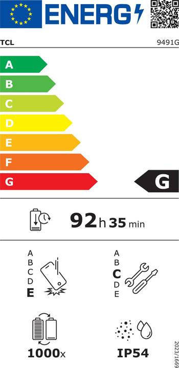 Label énergétique TCL Nxtpaper 14 (WLAN uniquement, 14.30", 256 Go, Gris)