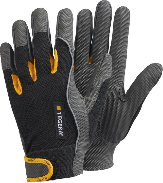 Produktbild Tegera Ejendals 9120, Workshop gloves, Black, Grey, Yellow, Adult, Adult, Scratch resistant, Nylon (10)