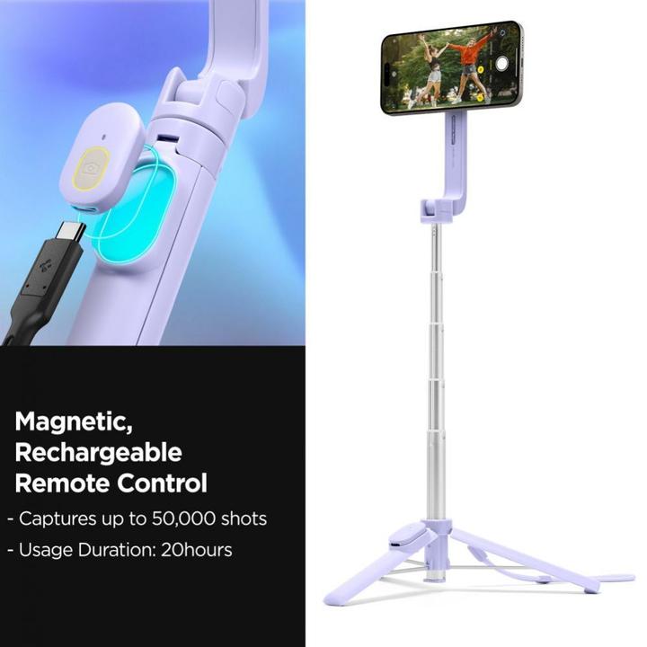Actual product image Spigen S571W MagSafe Bluetooth Selfie Stick with Tripod - Purple