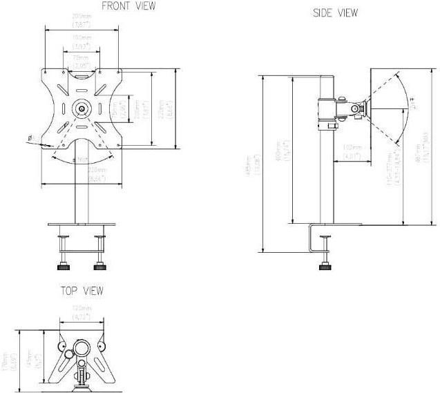 Produktbild edbak Tischhalterung MSV1 bis 15 kg – Schwarz (Tisch, 46")