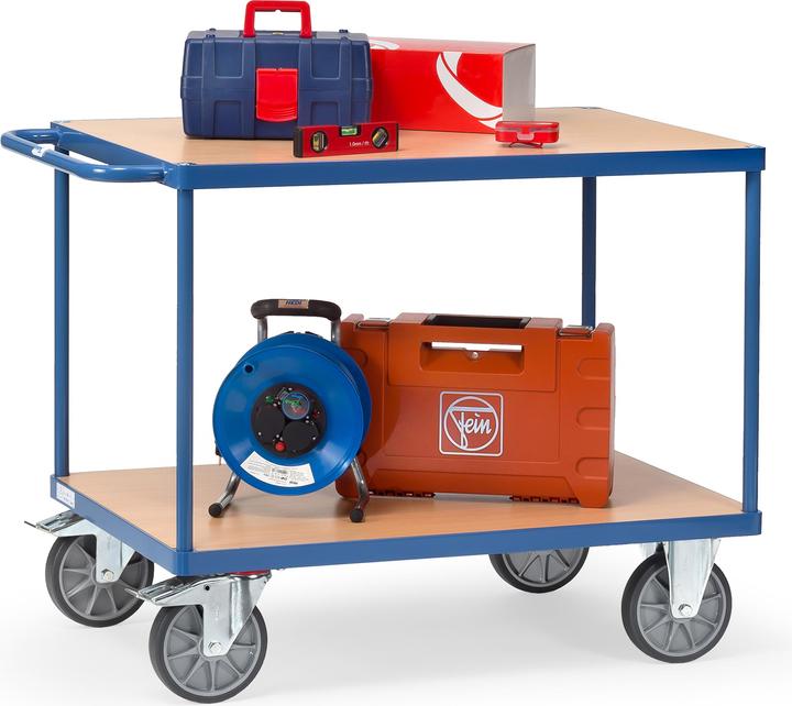 Immagine prodotto Fetra Carrello da tavolo pesante 2401, 2 ripiani, 600 kg, maniglia orizzontale (600 kg)