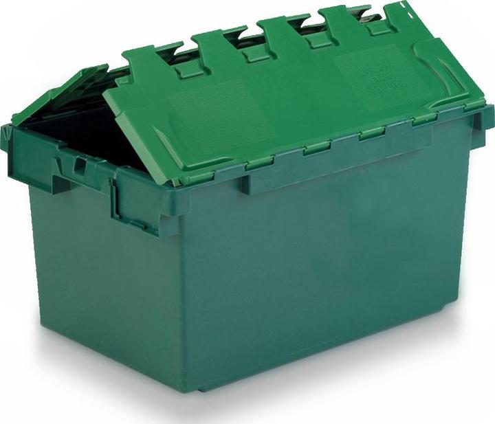 Produktbild Schoeller Allibert Gross Klappbox, Polypropylen Grün, 374mm x 460mm x 720mm, 80L, Deckeltyp Beigefügt