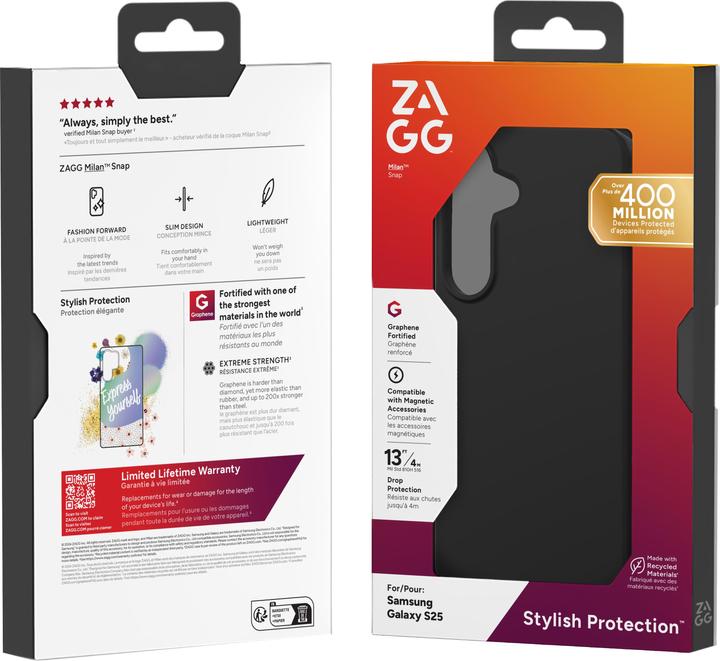 Actual product image Zagg Milan Snap (Opaque) Samsung Galaxy S25 Black (Samsung Galaxy S25)