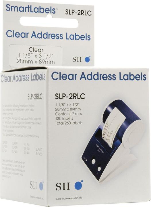 Actual product image Seiko SLP-2RLC Address labels, transparent, 2 rolls à 130 labels