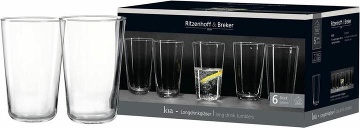 Actual product image Ritzenhoff & Breker Longdrink glass LOA, 400 ml made of soda lime, dishwasher-safe, height: 130 mm (4 dl, 6 x, Long drink glasses)
