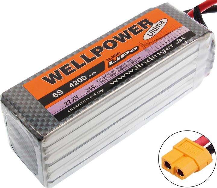 Productafbeelding Wellpower LIPO AKKU ULTIMA 4200 MAH / 22,2 VOLT 6S 35/70C CH5/8 xt-60 (22.20 V, 4200 mAh)