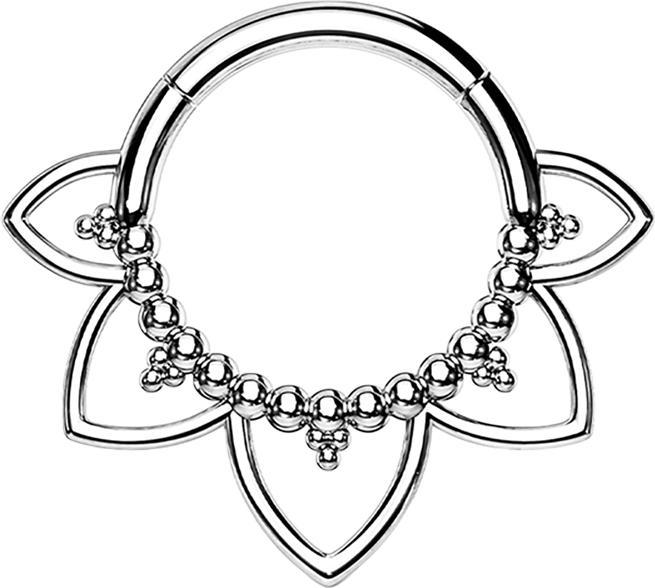 Produktbild Star Piercing Micro Segmentring klappbar silber filigrane Herzen (Chirurgenstahl 316L, ohne Messing)