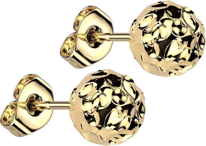 Produktbild Star Piercing Ohrstecker vergoldet mit Kugel Hammerschlag (Chirurgenstahl 316L, ohne Messing)