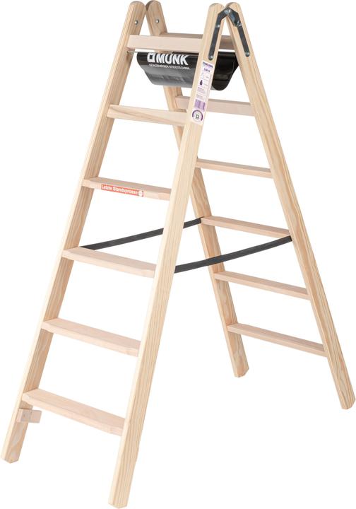 Immagine prodotto Munk Scala a libro a gradini in legno, salita su ambo i lati, 2 x 6 gradini, altezza (Scala doppia, 163 cm)