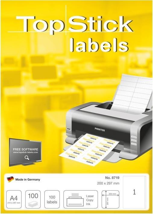 Produktbild TopStick TOP STICK Universal-Etiketten, 200 x 297 mm, weiá