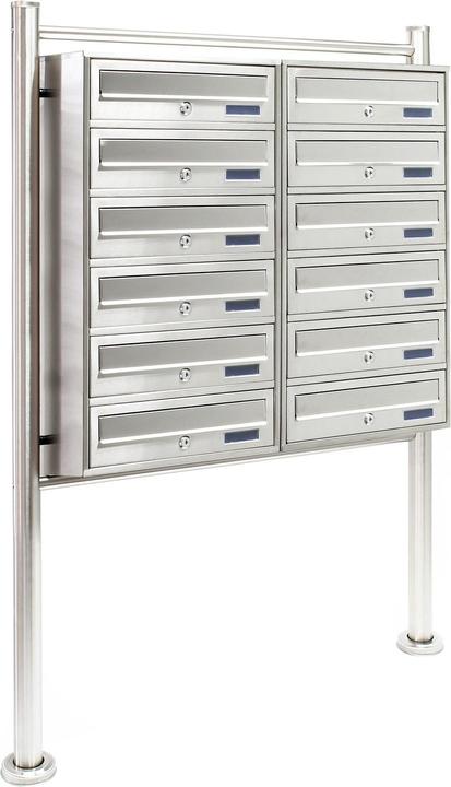 Produktbild Wiltec 12er Briefkastenanlage Edelstahl 2x6 Fächer Standbriefkasten Briefkasten