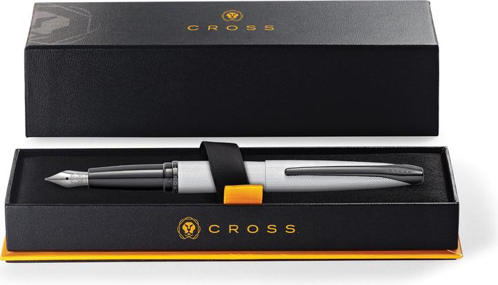 Actual product image Cross Fountain pen ATX FFH chrome with etched diamond pattern (in brushed chrome with milled diamond pattern, 1 x)