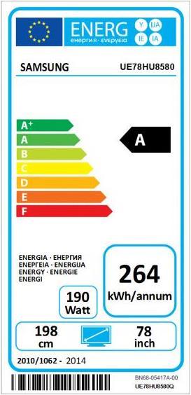Energie-Label Samsung Ue78hu8580 (78", 4K)