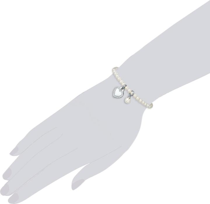 Actual product image Lulu & Jane Heart brass zirconia shell pearl silver 17,0 cm - 33462 (17 cm, Brass)