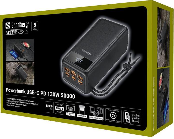 Produktbild Sandberg Powerbank USB-C PD 130W 50000 (50000 mAh, 100 W, 185 Wh)