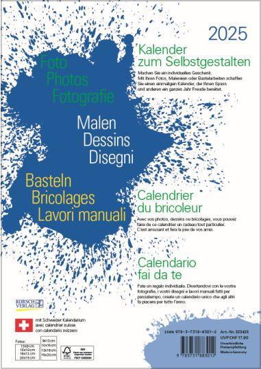 Nährwerte und Zutaten Blankokalender A4 Ch Weiss (21 x 29.7 cm)