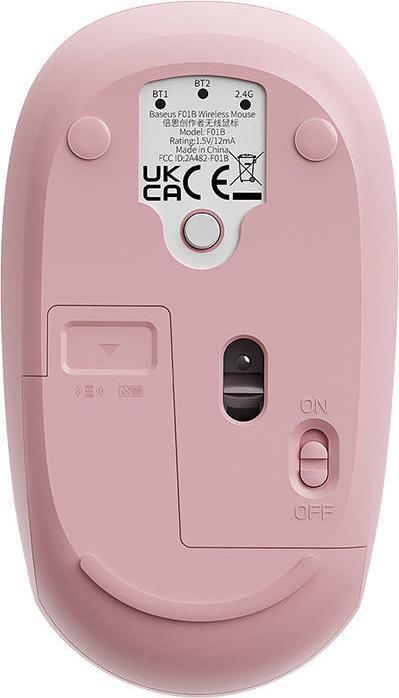 Actual product image Baseus Wireless Mouse F01B Tri-Mode 2.4 G BT5.0 1600 DPI (pink) (Wireless)