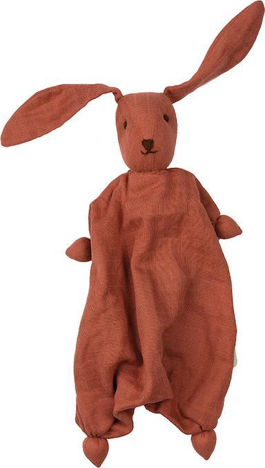 Actual product image Hoppa Tino bunny doudou made from organic muslin